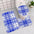 Blue Squares- Three-piece toilet (Toilet Lid Cover, Contour and Memory Foam Rug) *2-3 Week Delivery*