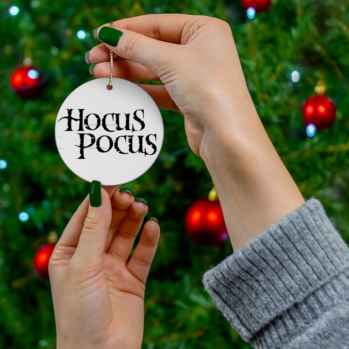 Hocus Pocus- Round Christmas Ceramic Decoration Ornaments - Creations by Chris and Carlos