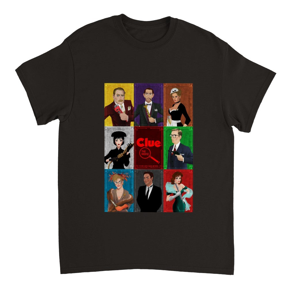 Clue the Movie Allover- Heavyweight Unisex Crewneck T-shirt - Creations by Chris and Carlos