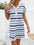 Striped V-Neck Short Sleeve Dress